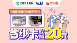农业银行指定Visa信用卡，京东支付立减活动（第三期）